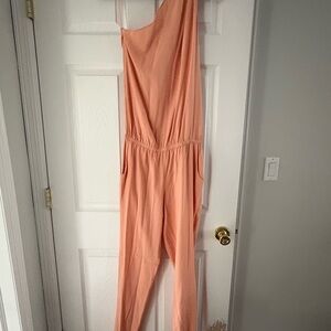 Ramy Brook Orange One-Shoulder Jumpsuit with Fitted Waist